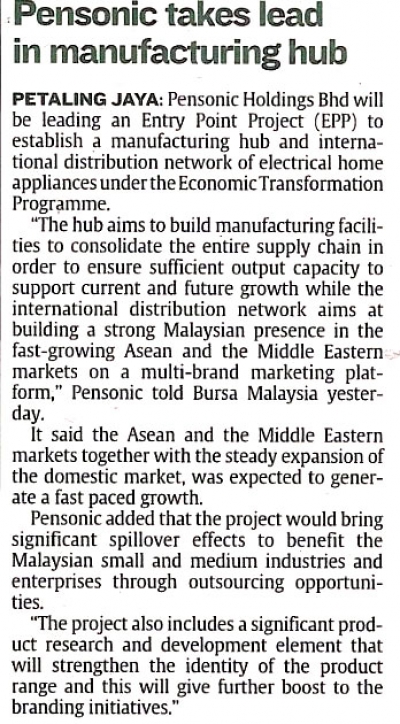 Pensonic Takes Lead in Manufacturing Hub