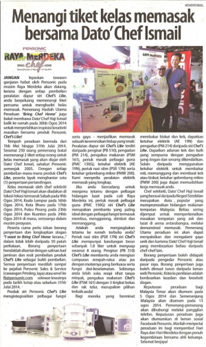 Menangi tiket kelas memasak bersama Dato&#039; Chef Ismail