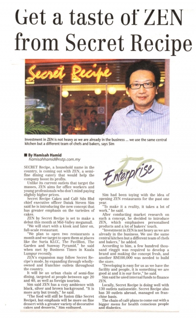 Get a taste of ZEN from Secret Recipe