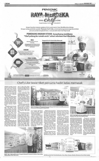 Chef&#039;s Like tawar tiket percuma hadiri kelas memasak