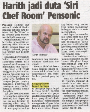 Harith jadi duta &#039;Siri Chef Room&#039; Pensonic