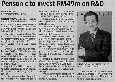 Pensonic to Invest RM49m on R&amp;D
