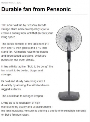 Durable fan from Pensonic
