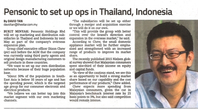 Pensonic to set up OPS in Thailand, Indonesia